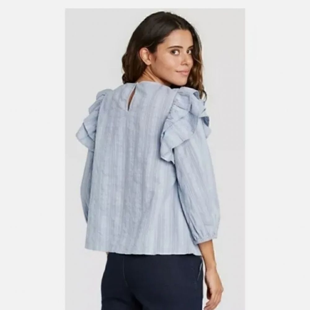 Universal Thread Blouse Sz M Double Ruffle - Picture 2 of 12